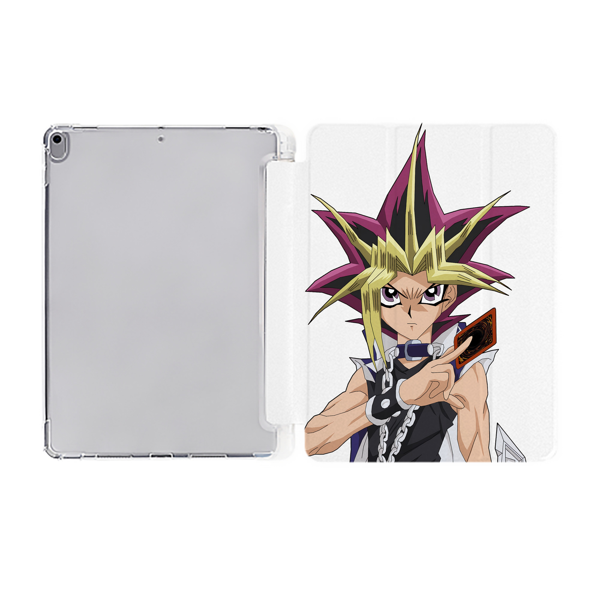 （画像用） 遊☆戯☆王 Yu-Gi-Oh! IPad ケース ペン収納付き 三つ折りスタンド PUレザー×シリコン 対応機種9.5/10.5/10.9インチ